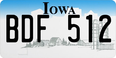 IA license plate BDF512