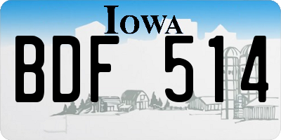 IA license plate BDF514