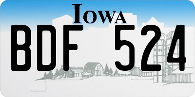 IA license plate BDF524