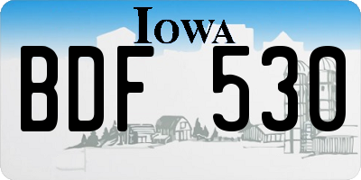 IA license plate BDF530