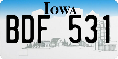 IA license plate BDF531