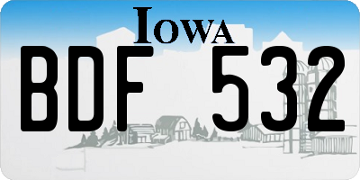 IA license plate BDF532