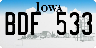 IA license plate BDF533