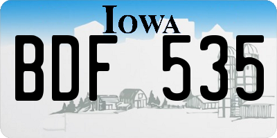IA license plate BDF535