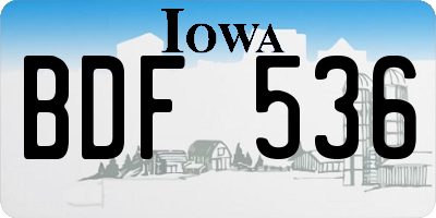 IA license plate BDF536