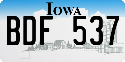 IA license plate BDF537