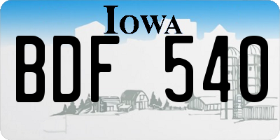 IA license plate BDF540