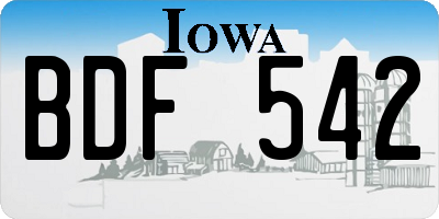 IA license plate BDF542