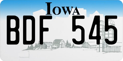 IA license plate BDF545