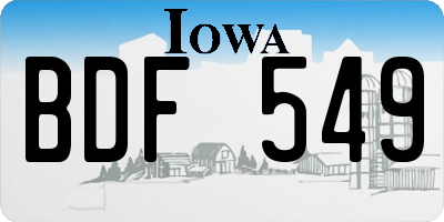 IA license plate BDF549