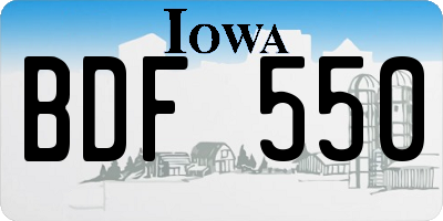 IA license plate BDF550
