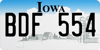 IA license plate BDF554