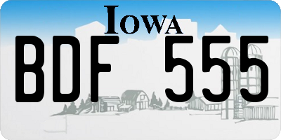 IA license plate BDF555