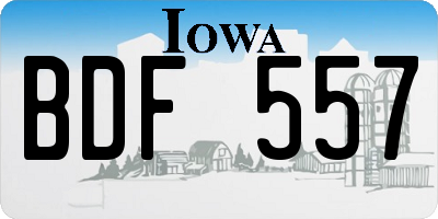 IA license plate BDF557