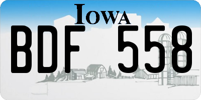 IA license plate BDF558