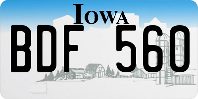 IA license plate BDF560