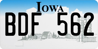 IA license plate BDF562
