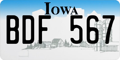 IA license plate BDF567