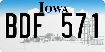 IA license plate BDF571
