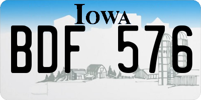 IA license plate BDF576