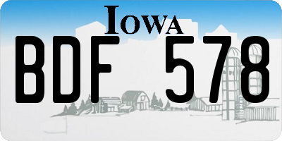 IA license plate BDF578