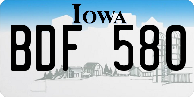 IA license plate BDF580