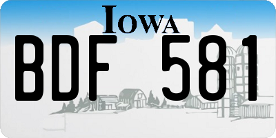 IA license plate BDF581