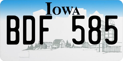 IA license plate BDF585