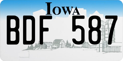 IA license plate BDF587