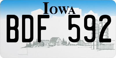 IA license plate BDF592