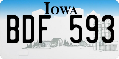 IA license plate BDF593