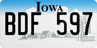 IA license plate BDF597