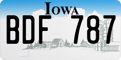 IA license plate BDF787