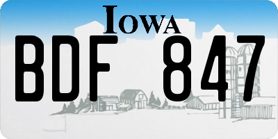 IA license plate BDF847