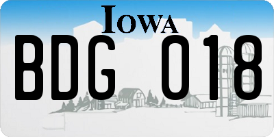 IA license plate BDG018