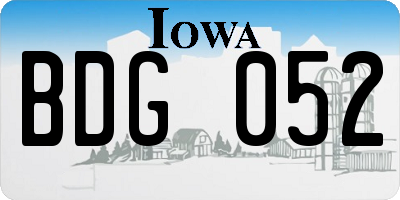 IA license plate BDG052