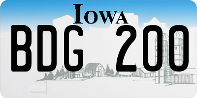 IA license plate BDG200