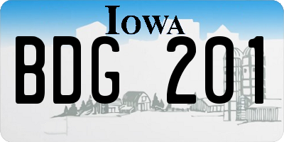 IA license plate BDG201