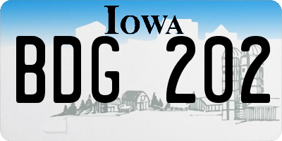 IA license plate BDG202