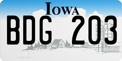 IA license plate BDG203