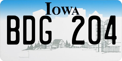 IA license plate BDG204