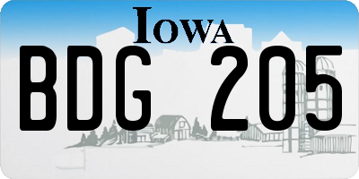 IA license plate BDG205