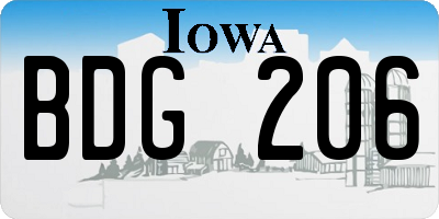 IA license plate BDG206