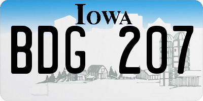 IA license plate BDG207