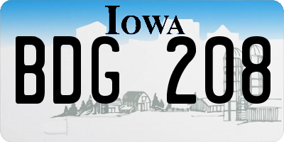 IA license plate BDG208