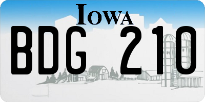 IA license plate BDG210