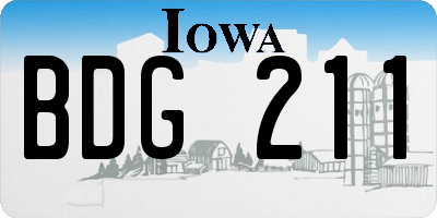 IA license plate BDG211