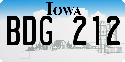 IA license plate BDG212