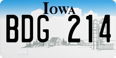 IA license plate BDG214