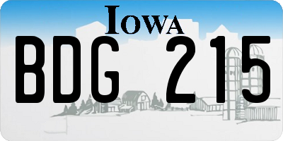 IA license plate BDG215